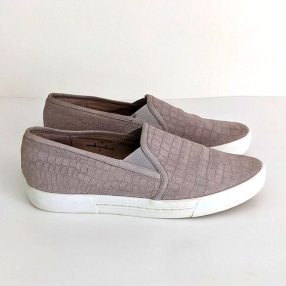 Joie Shoes - Joie Huxley Taupe Suede Animal Print Slip-On Sneakers 39